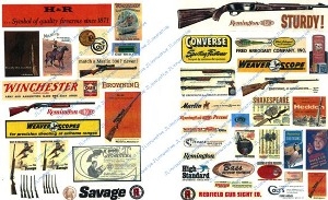 Vintage Firearms & Sporting Signs 1940s-60s (46) (HO Scale)