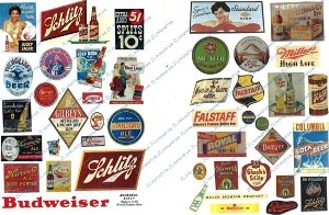 Vintage Beer & Alcohol Signs 1940s-50s (44) (HO Scale)