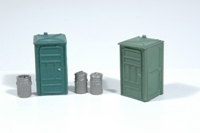 Port-a-Potty Set(2) Garbage Cans(3) (HO Scale)