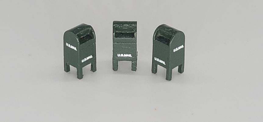 Custom U.S. Mail Street Box Pre-1955 Olive Green(3) (HO Scale)