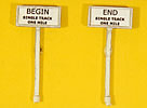 Custom Right of Way signs - Begin/End Single Track (HO Scale)